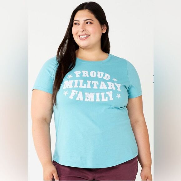 New! PROUD MILITARY FAMILY Tee Shirt Women’s Size XXL NWT Sonoma SS T-shirt NWT - Picture 1 of 9